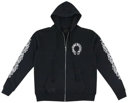 Chrome Hearts Horseshoe Floral Cross Sleeve Zip Up Hoodie