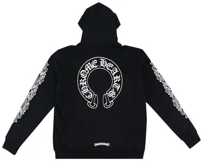 Chrome Hearts Horseshoe Floral Cross Sleeve Zip Up Hoodie