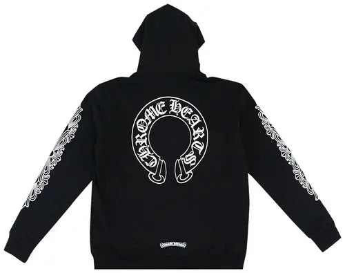 Chrome Hearts Horseshoe Floral Cross Sleeve Zip Up Hoodie